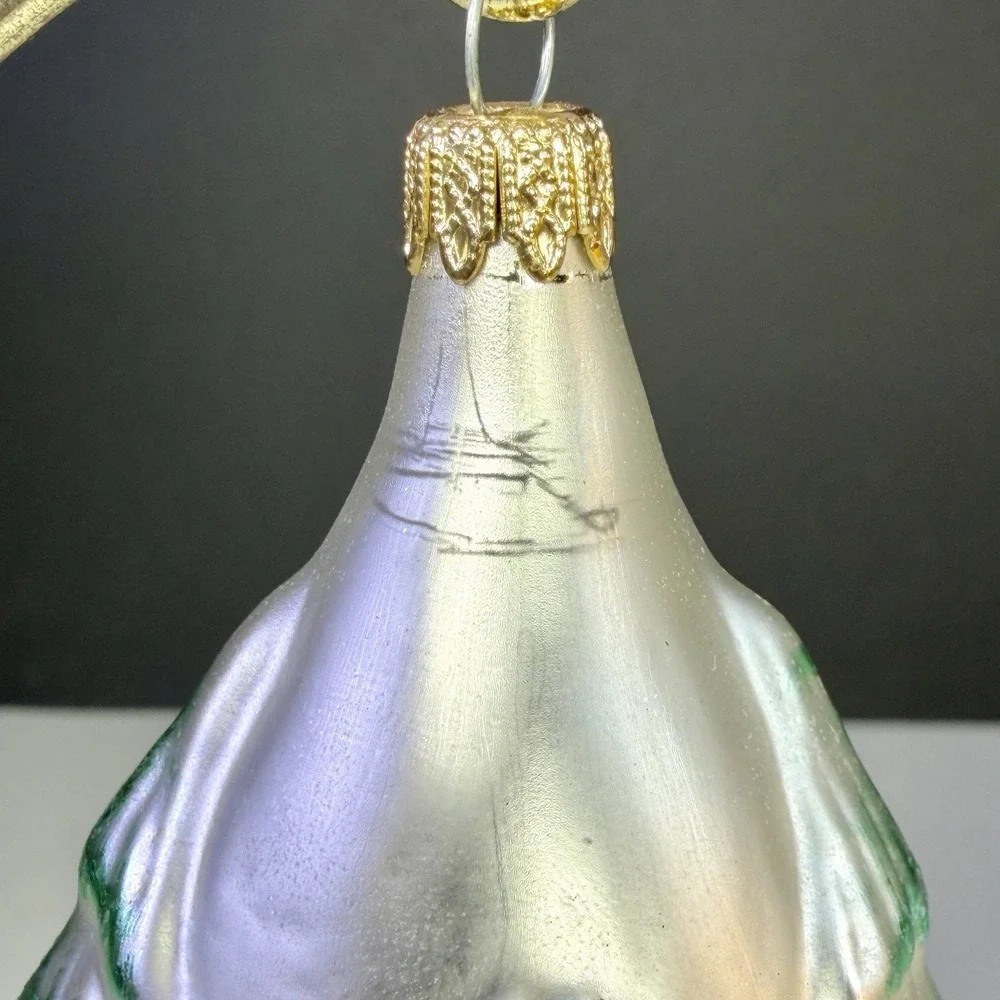 VTG Columbia Forest Pattern Mercury Glass Snowman Christmas Teardrop Ornament 4